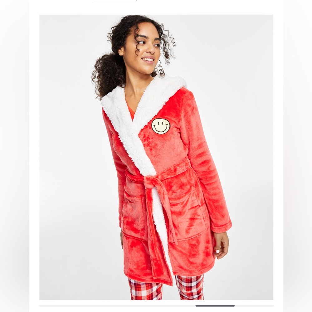 Women's Printed Short Sherpa Hooded Robe